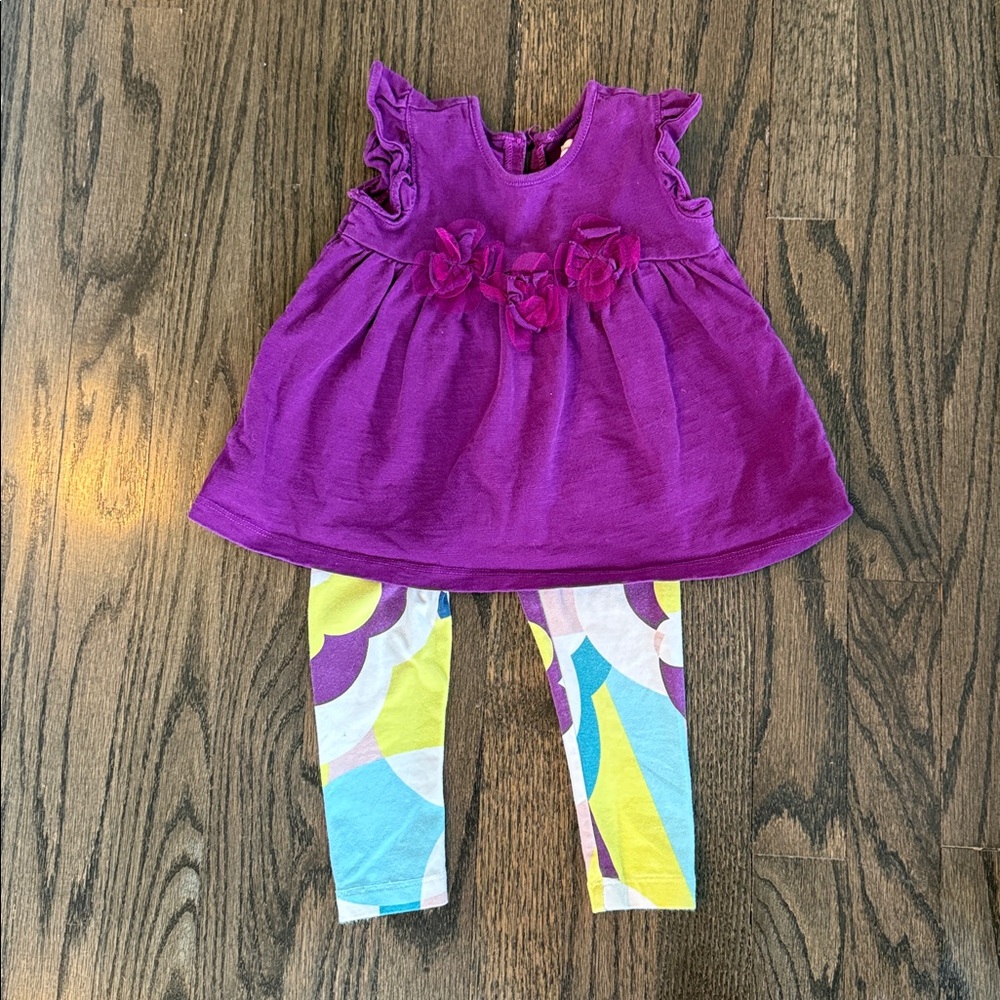 Tea Collection Purple Cotton top and leggings set